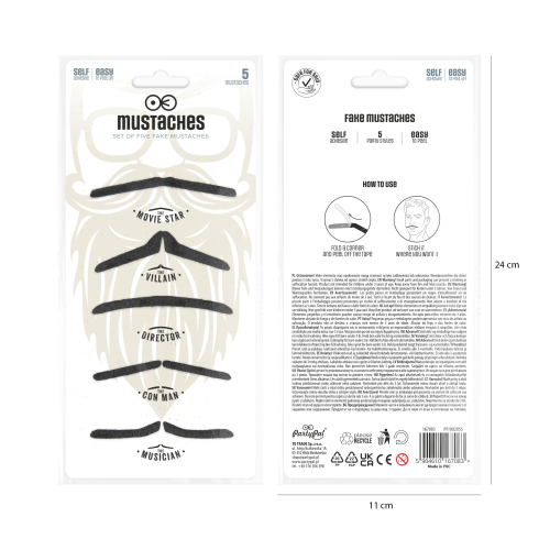 Rekviziti za fotokotiček umetni črni brki, 5 kosov