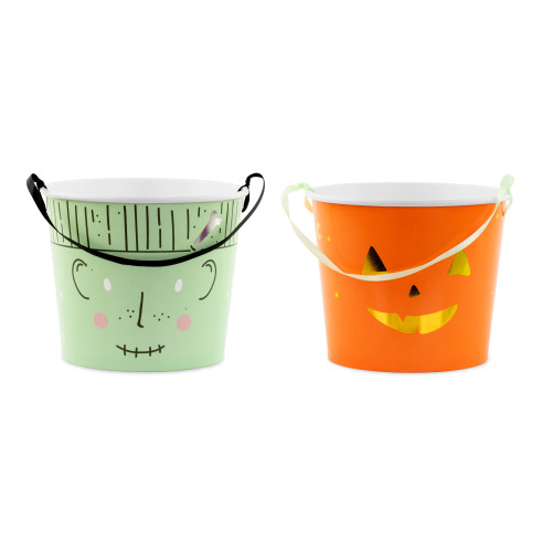 Halloween édességvödrök 13,5 cm – 2 dizájn készletben