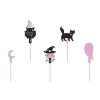 Decoruri Halloween pentru cupcakes – vrăjitoare, pisică, fantomă, 14 cm, 6 buc.