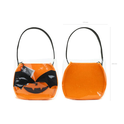Halloween torbica buča s krili iz filca, oranžna, 35x18x8 cm