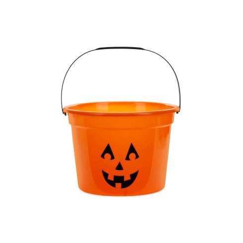 Halloween tök alakú cukorkás vödör, narancssárga, 20,5×15 cm