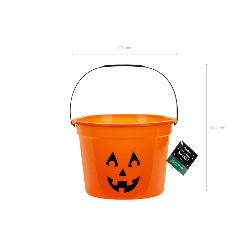 Găletușă de Halloween în formă de dovleac pentru dulciuri, portocalie, 20,5 x 15 cm