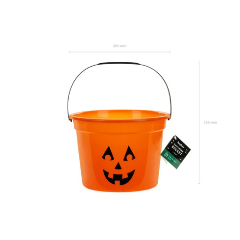 Halloween vedro v obliki buče za sladkarije, oranžno, 20,5 x 15 cm