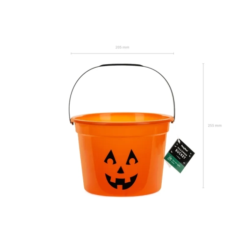 Găletușă de Halloween în formă de dovleac pentru dulciuri, portocalie, 20,5 x 15 cm