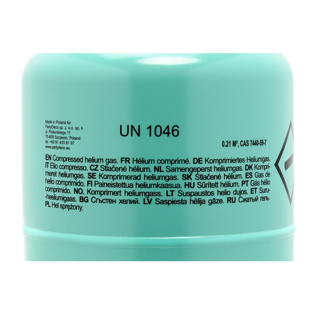 Butelie cu heliu pentru 30 de baloane, mentă, 0,20 m³
