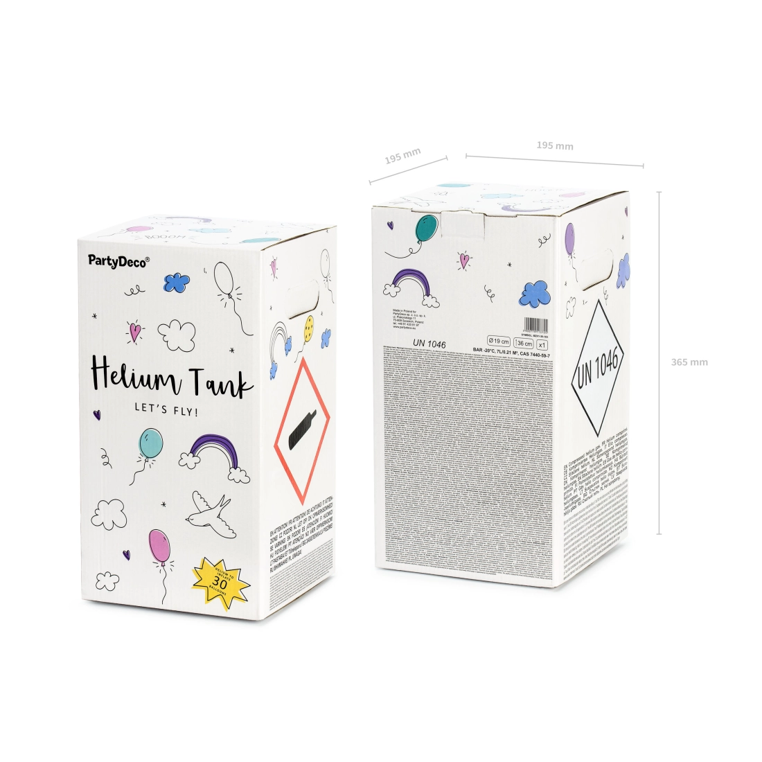 Butelie cu heliu pentru 30 de baloane, mentă, 0,20 m³