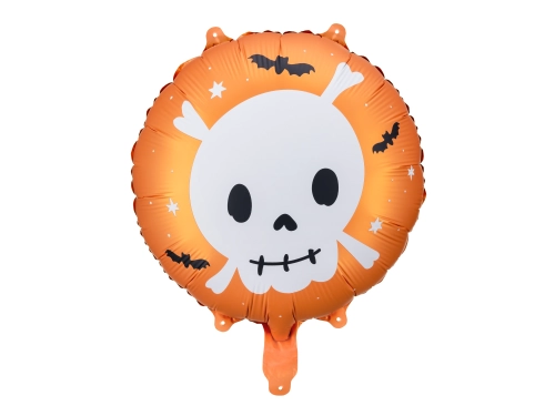 Balon folie cu heliu Craniu, portocaliu, 45 cm – pentru Halloween