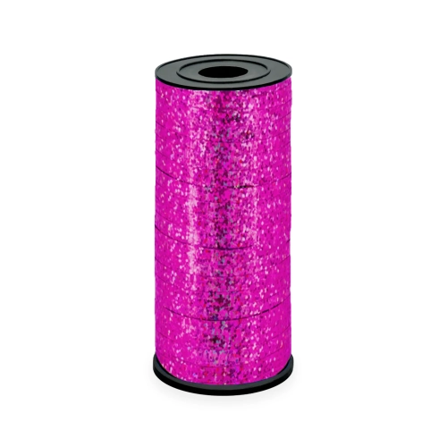 Panglică decorativă holografică roz închis 92 m