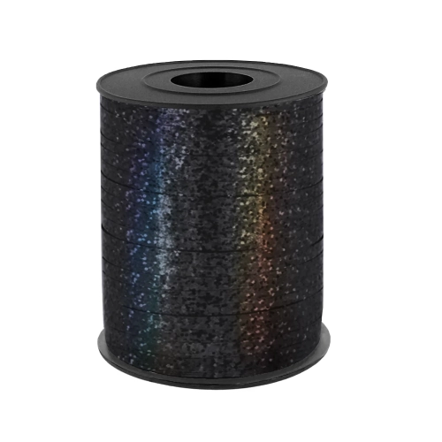 Holografikus fekete műanyag léggömbszalag, 225 m