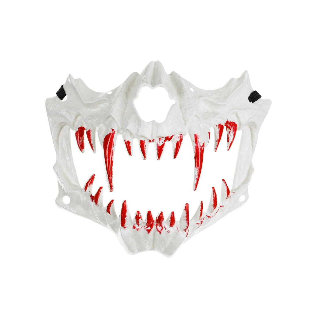 Maschera teschio horror con denti insanguinati, bianca, 16,5 x 14 cm