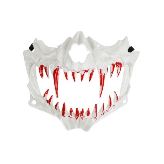 Grozljiva maska lobanje s krvavimi zobmi, bela, 16,5 x 14 cm