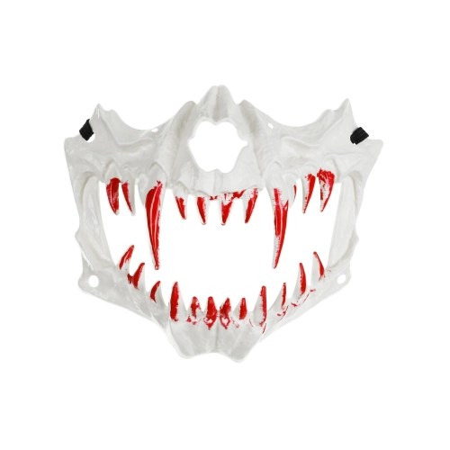 Mască horror cu craniu și dinți însângerați, albă, 16,5x14 cm