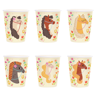 Skodelice z motivom konj 220 ml – set 6 kosov