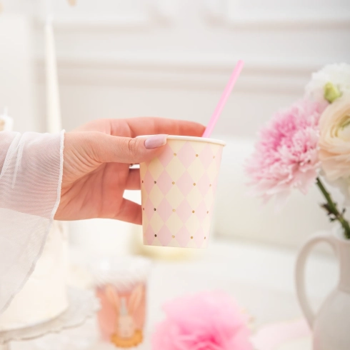 Enkratni kozarčki Baby Shower rožnati, 6 kos