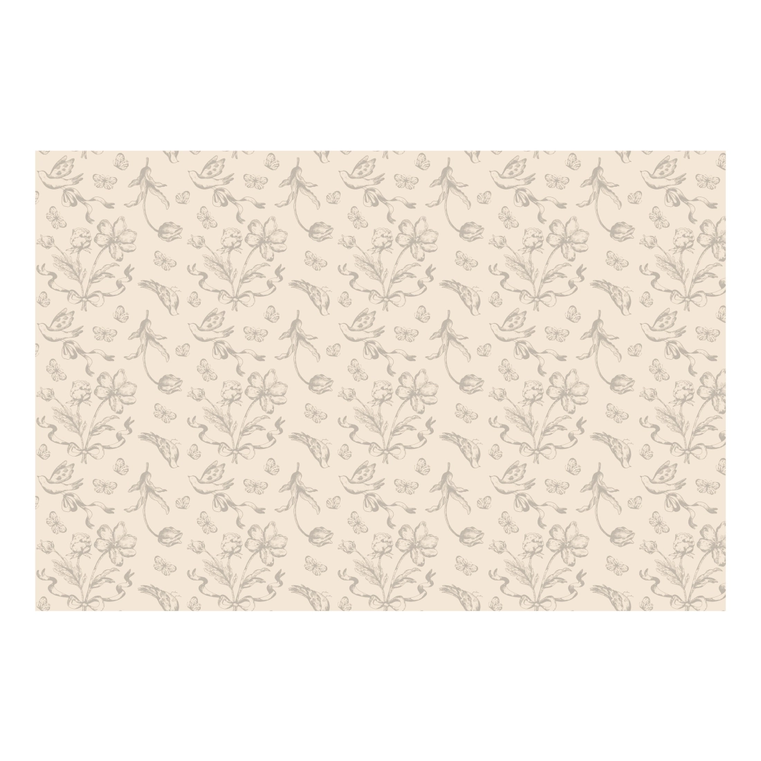 Egyszer használatos bézs terítő virágokkal és madarakkal, 180x120 cm, szintetikus