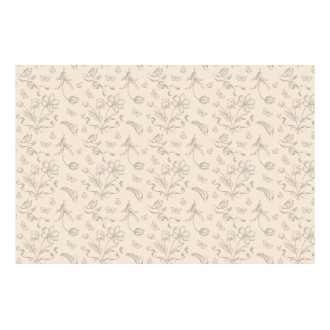 Enkratna bež prt s cvetovi in ptički 180x120 cm, sintetičen