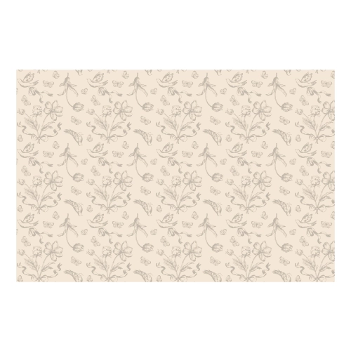 Еднократна бежова покривка за маса с цветя и птички 180x120 cm, синтетична