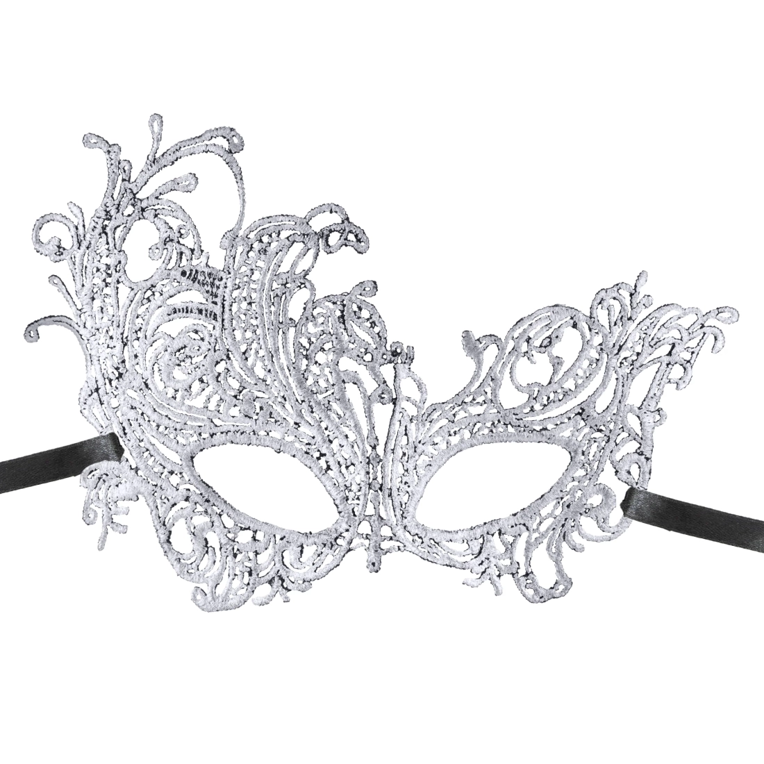 Karnevalska venecijanska čipkasta maska srebrna