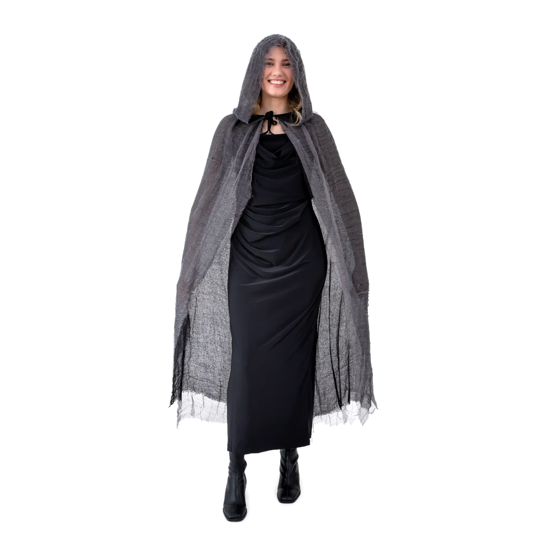 Karnevalska kabanica s kapuljačom 120 cm crno-siva