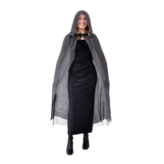 Pustni plašč s kapuco 120 cm črno-siv