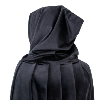 Žametni karnevalni plašč s kapuco, črn, 140 cm