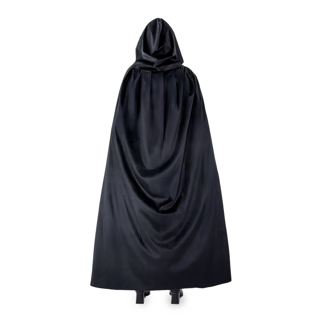 Baršunasti crni karnevalski plašt s kapuljačom 140 cm