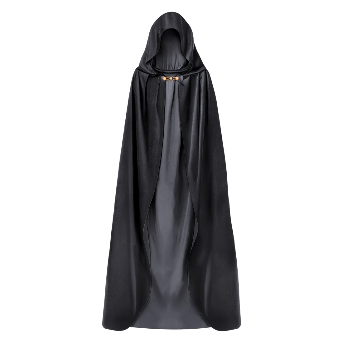 Baršunasti crni karnevalski plašt s kapuljačom 140 cm