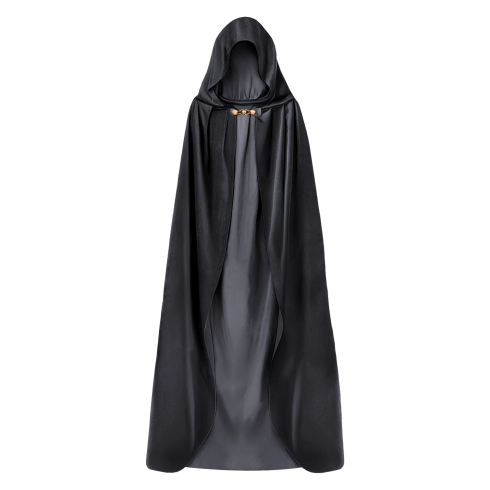 Žametni karnevalni plašč s kapuco, črn, 140 cm