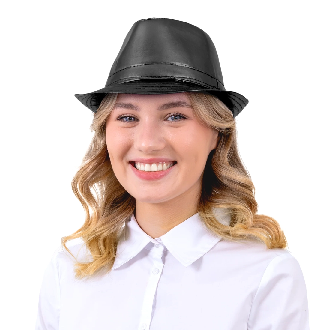 Crni party šešir od imitacije kože