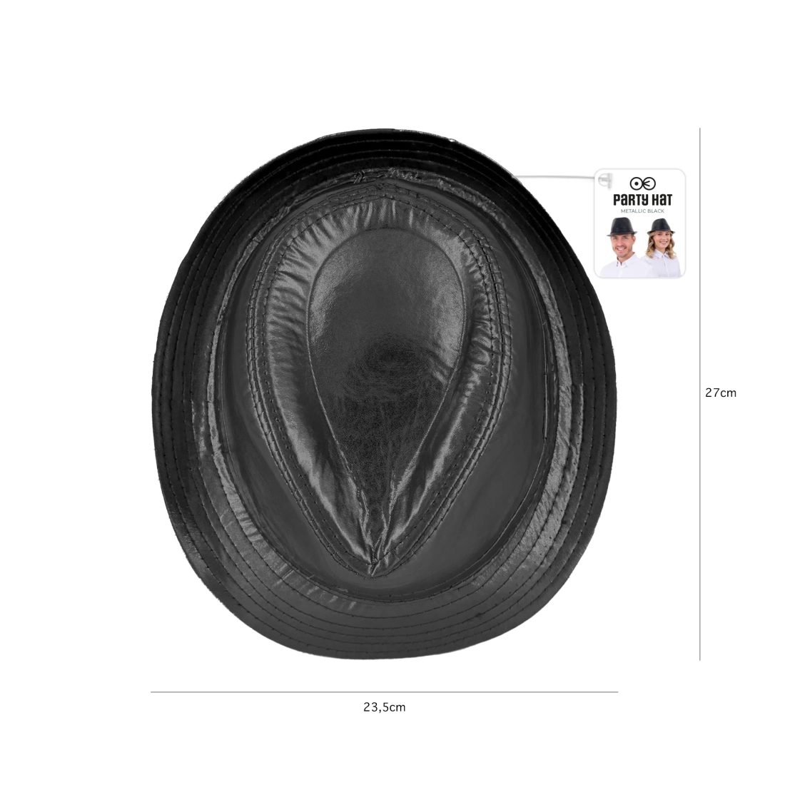 Crni party šešir od imitacije kože