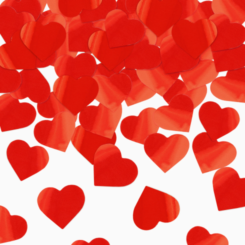 Konfety srdiečka metalické červené na párty