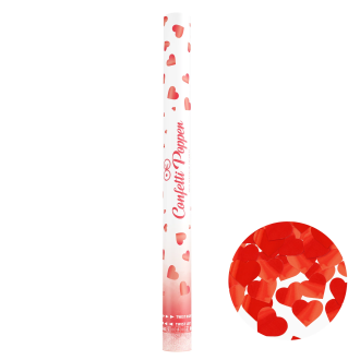 Konfety srdiečka metalické červené vystreľovacie 60 cm