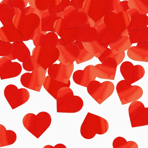 Vörös metál szívecskés kilövős konfetti 60 cm