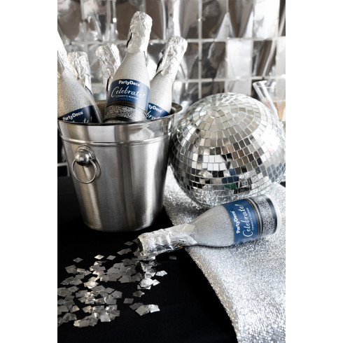 Konfeti v obliki steklenice šampanjca, srebrni, 20,5 cm