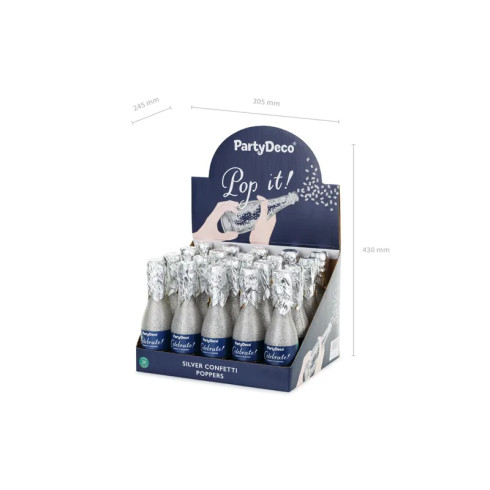 Konfeti v obliki steklenice šampanjca, srebrni, 20,5 cm