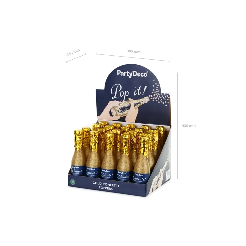 Arany pezsgősüveg alakú konfetti, 20,5 cm – partilövő