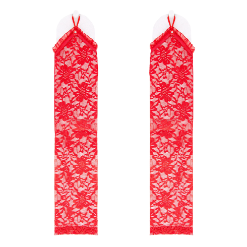 Korzetové čipkované rukavice na párty červené