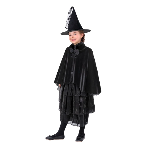 Costum de vrăjitoare cu pelerină și pălărie pentru copii
