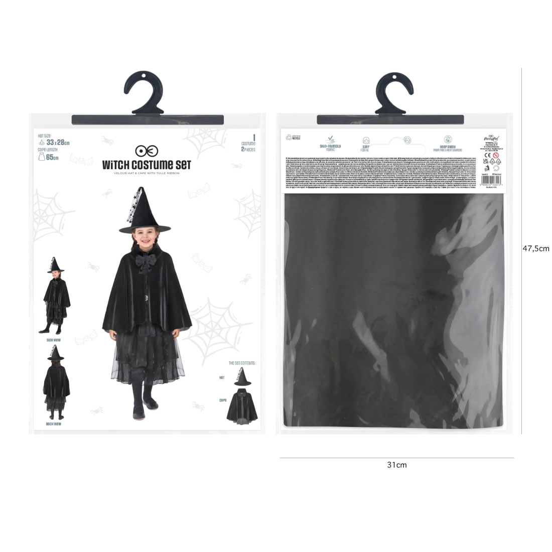 Dječji kostim vještice s plaštom i šeširom