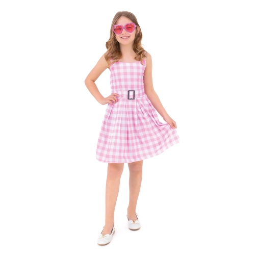 Rochie pin up pentru copii, roz în carouri, mărimea S