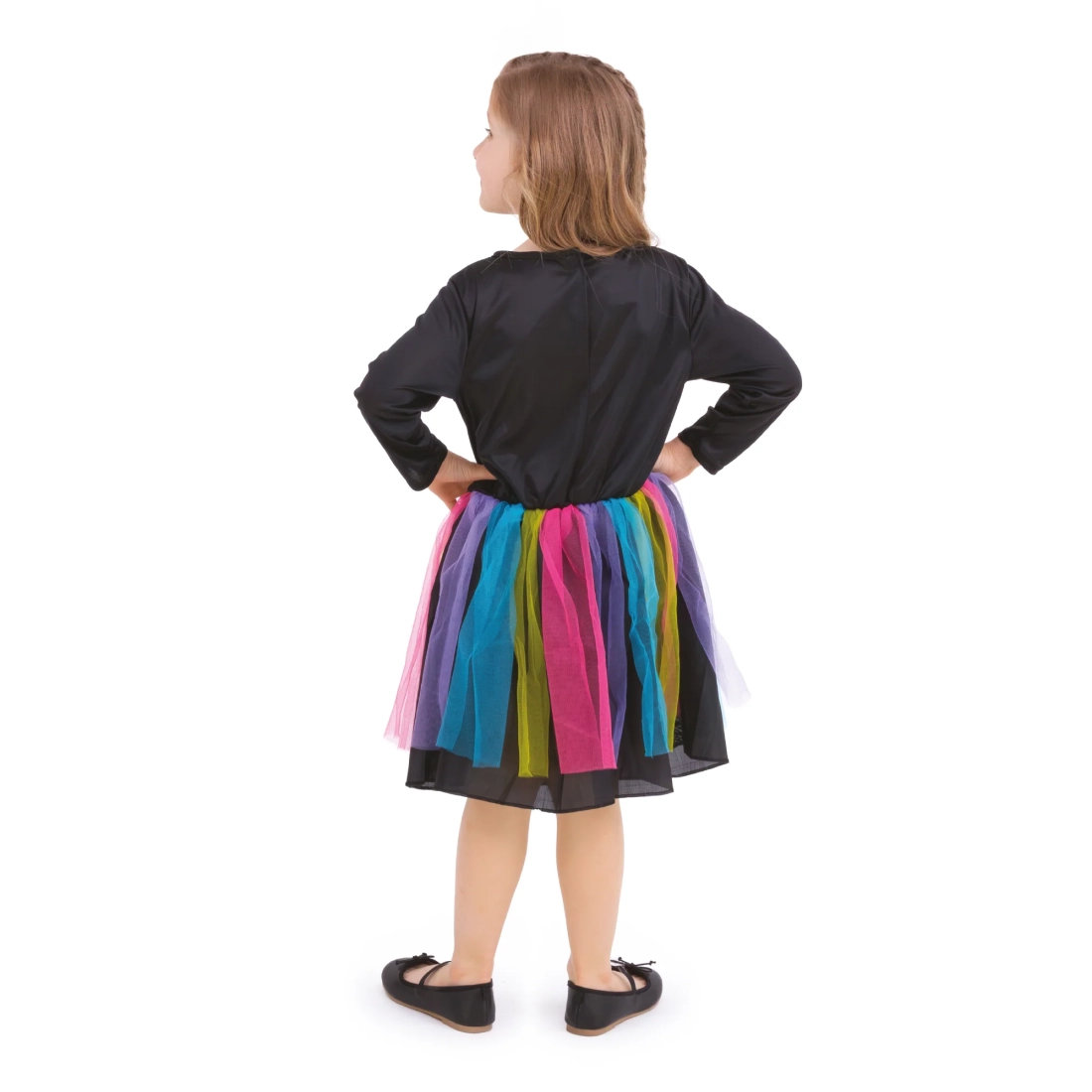 Костюм за момиче за Хелоуин цветен скелет размер M