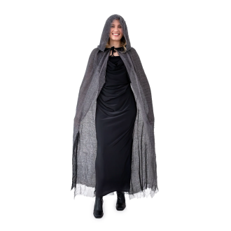 Pelerină de costum cu glugă pentru petrecere, 140 cm, negru-gri