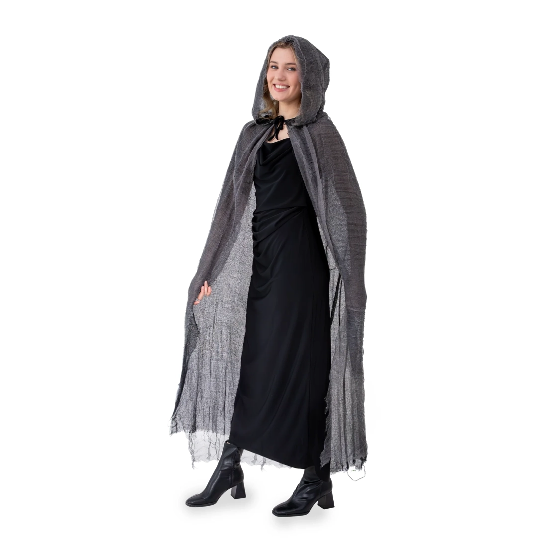 Kostimirani plašt s kapuljačom za zabave 140 cm crno-sivi