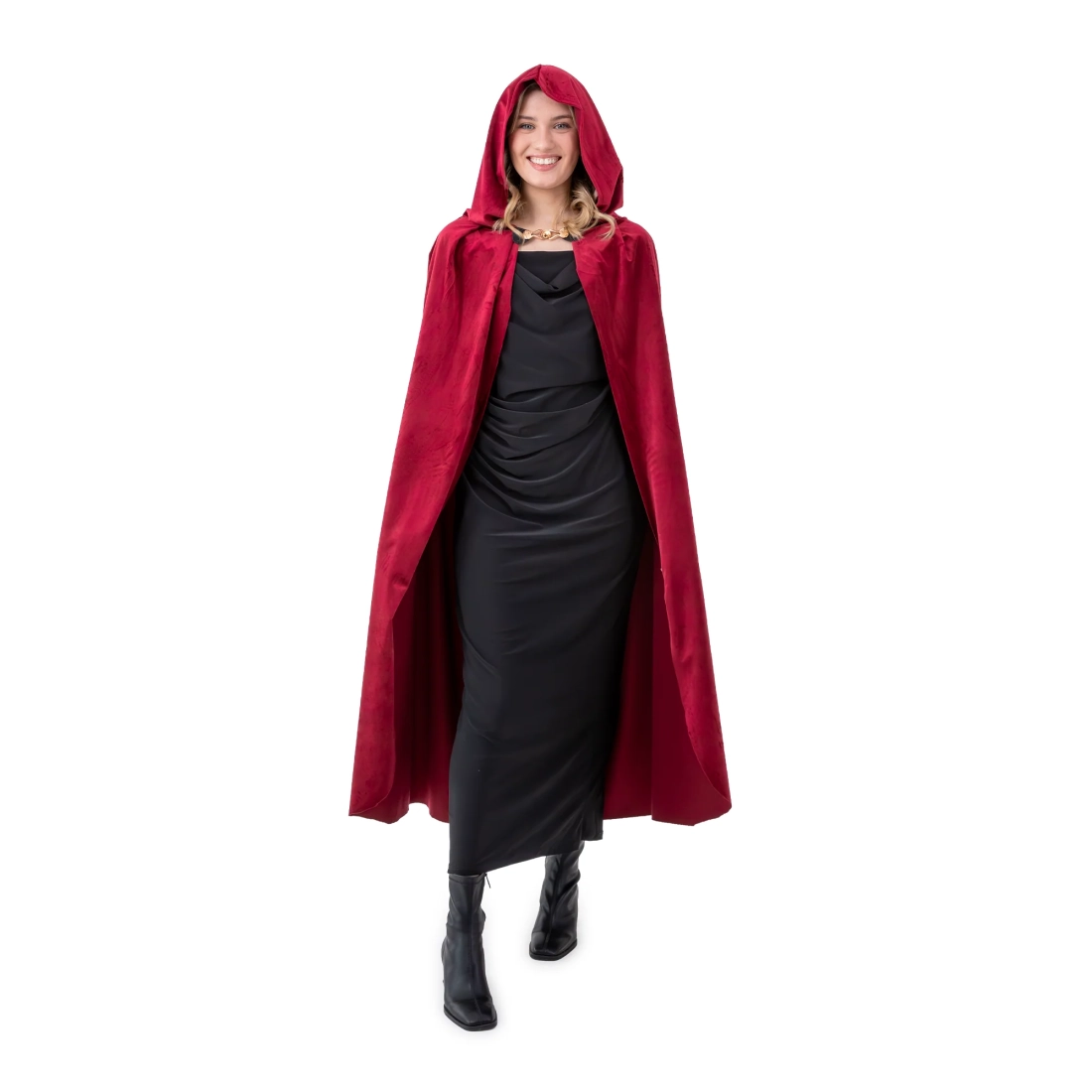 Baršunasti kostim ogrtač s kapuljačom, bordo, 120 cm