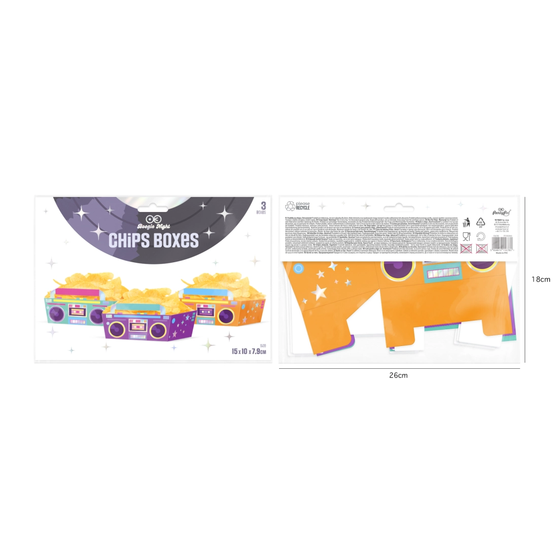 Retro Disco sültkrumpli doboz 15x10 cm, 3 db