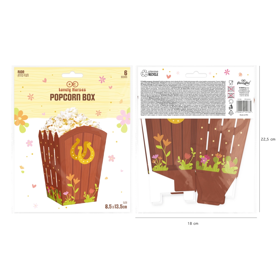 Popcornos doboz Lovacskák 8,5 x 13,5 cm, 6 db