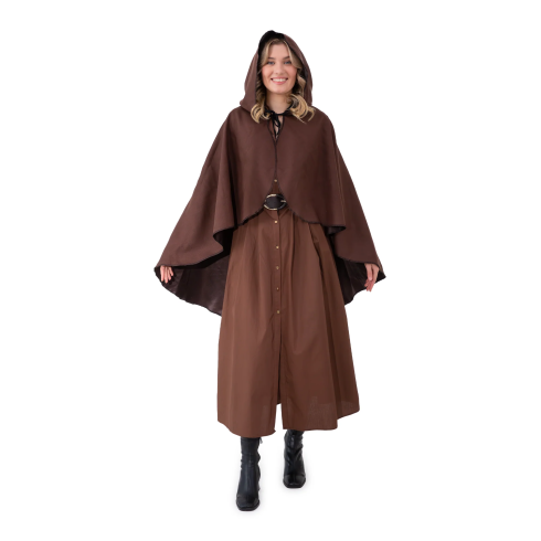 Rjava zaščitna pelerina s kapuco 90 cm