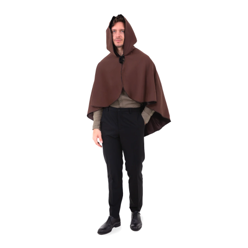 Rjava zaščitna pelerina s kapuco 90 cm