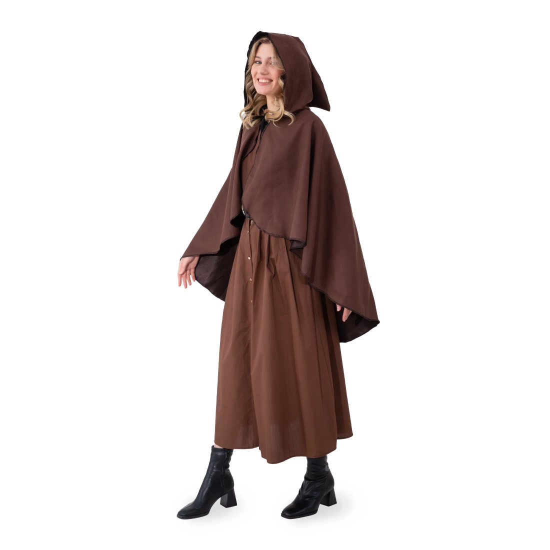 Smeđi zaštitni party ogrtač s kapuljačom 90 cm