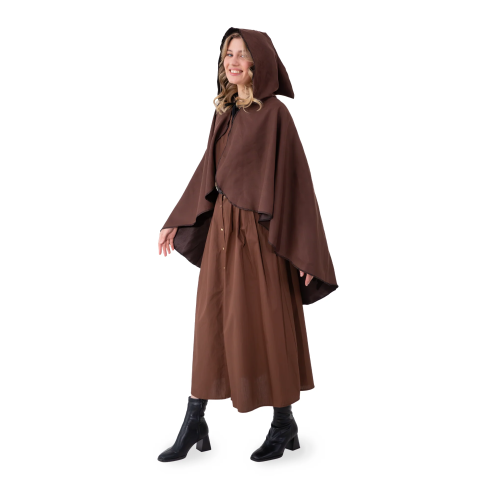 Rjava zaščitna pelerina s kapuco 90 cm